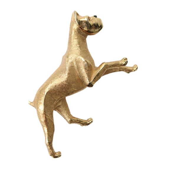 Boucher Jewelry - Boucher Womens Vintage Gold Plated Boxer Dog Brooch 2"